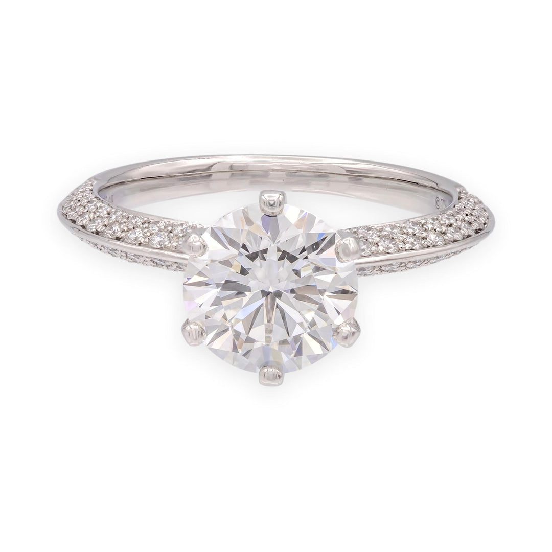 Tiffany & Co. Platinum 1.73ct G VS1 Pavé Diamond Engagement Ring