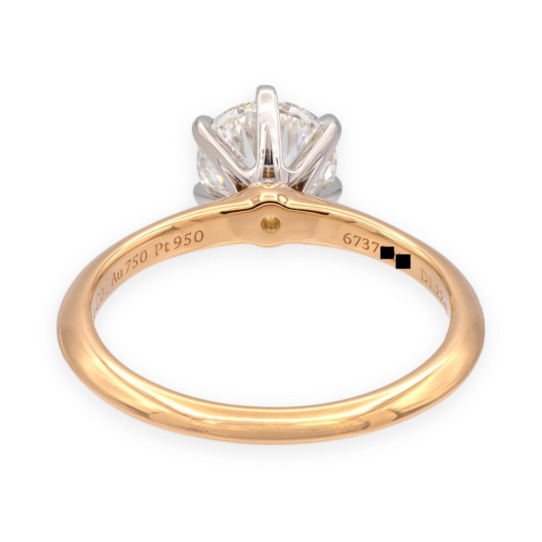 Tiffany & Co. 18K Rose Gold & Platinum 1.22ct Diamond Solitaire Engagement Ring
