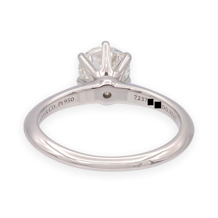 Tiffany & Co. Platinum 0.92ct I-VS1 Round Diamond Solitaire Engagement Ring