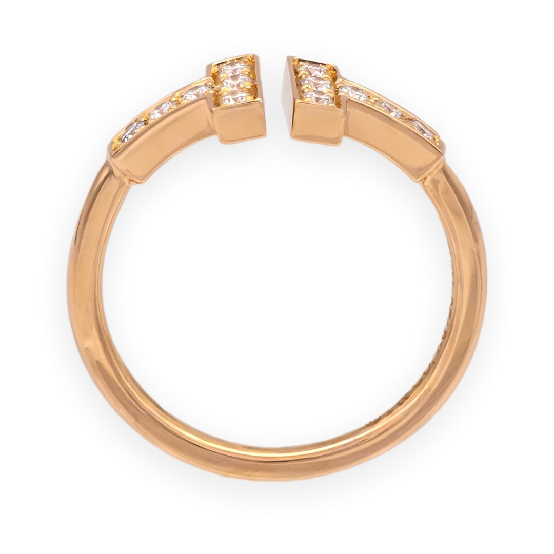 Tiffany & Co. 18k Rose Gold T Diamond Ring Size 5 w/ Receipt