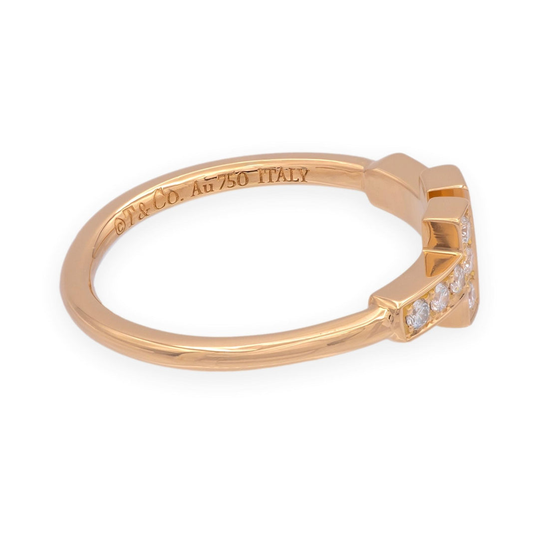 Tiffany & Co. 18k Rose Gold T Diamond Ring Size 5 w/ Receipt