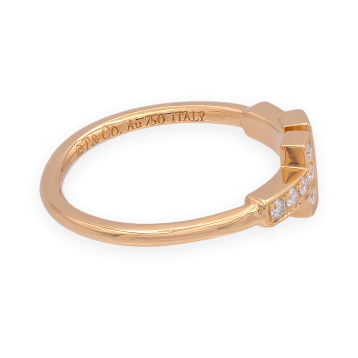 Tiffany & Co. 18k Rose Gold T Diamond Ring Size 5 w/ Receipt