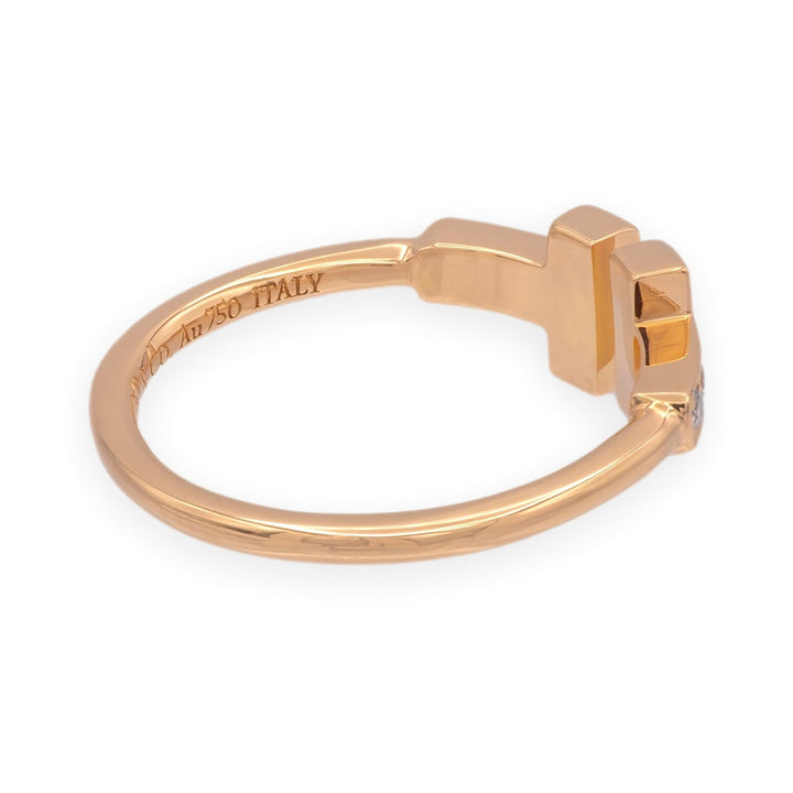 Tiffany & Co. 18k Rose Gold T Diamond Ring Size 5 w/ Receipt