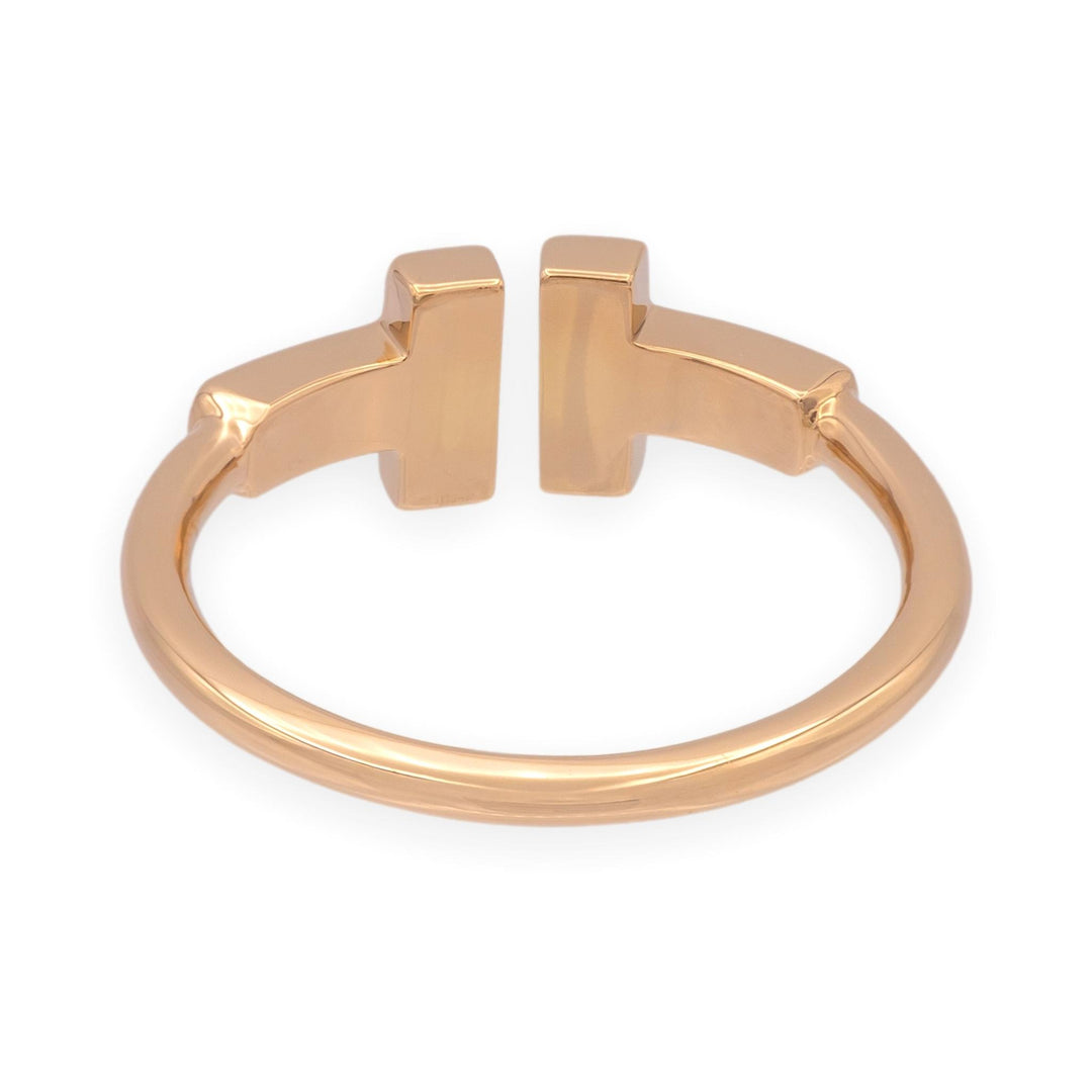 Tiffany & Co. 18k Rose Gold T Diamond Ring Size 5 w/ Receipt