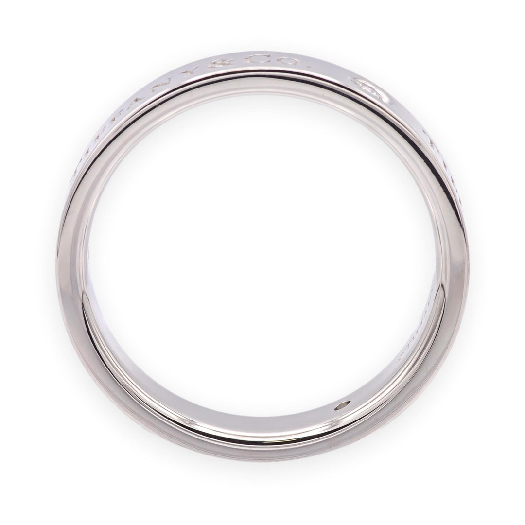 Tiffany & Co. Logo Diamond Wedding Band with 3 diamonds 4mm Platinum Size 7.25