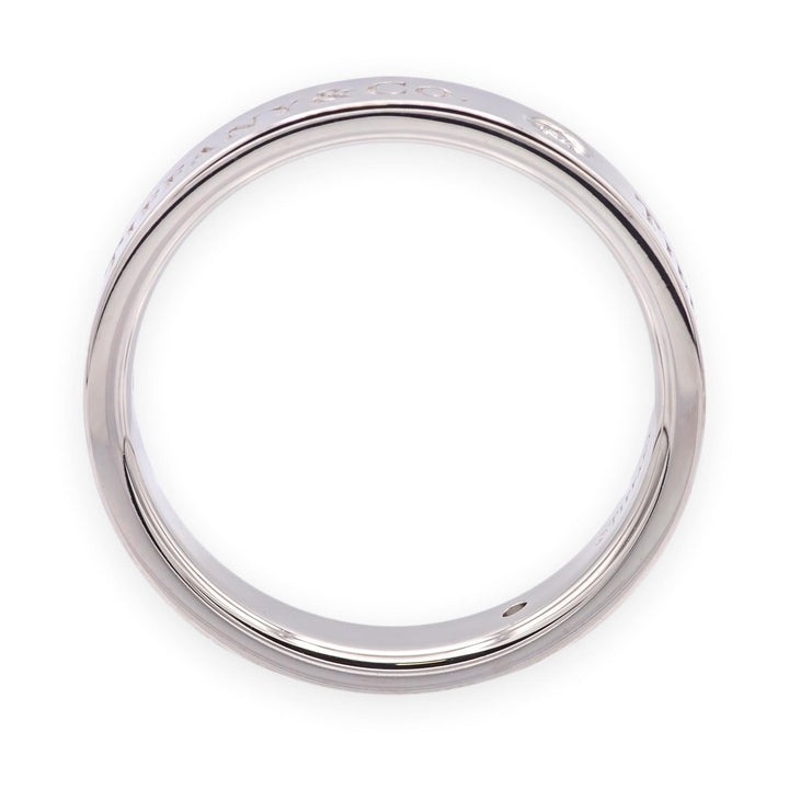 Tiffany & Co. Logo Diamond Wedding Band with 3 diamonds 4mm Platinum Size 7.25