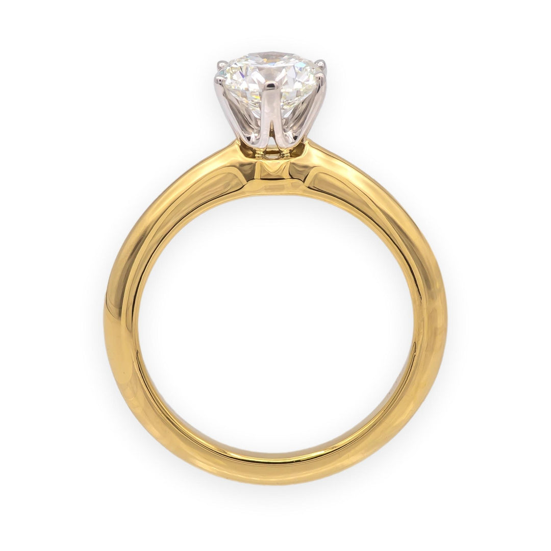 Tiffany & Co 18K Yellow Gold & Plat .95ct Diamond Solitaire Engagement Ring HVS2