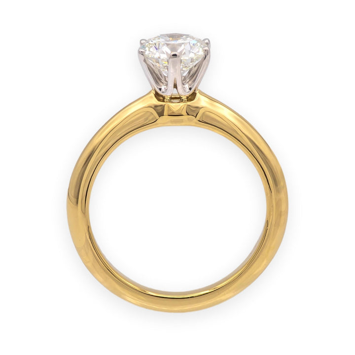 Tiffany & Co 18K Yellow Gold & Plat .95ct Diamond Solitaire Engagement Ring HVS2