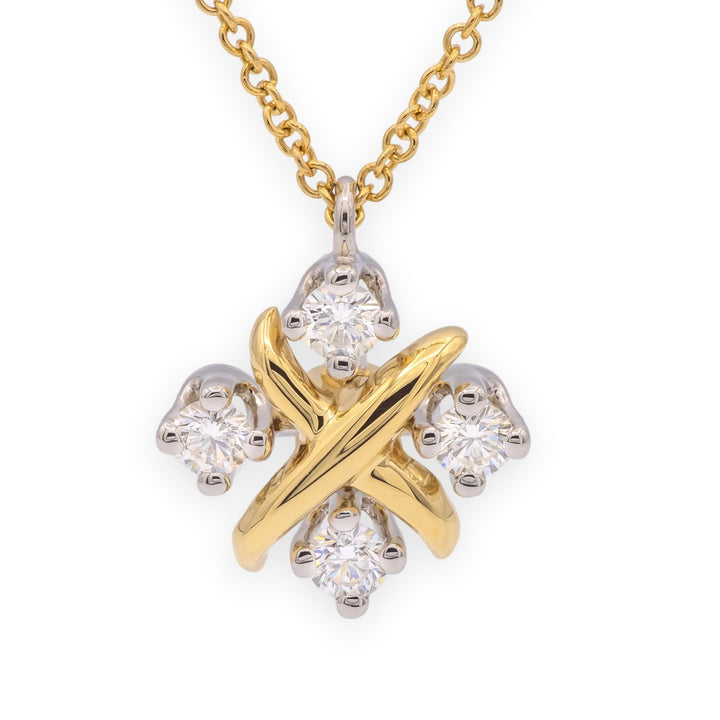 Tiffany & Co. Jean Schlumberger 16 Stone Lynn Pendant Necklace Platinum 18KY