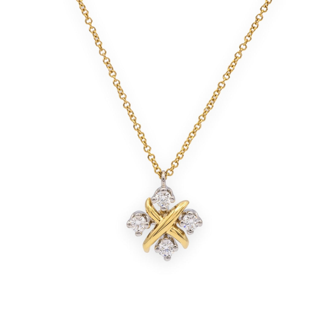 Tiffany & Co. Jean Schlumberger 16 Stone Lynn Pendant Necklace Platinum 18KY