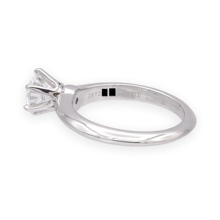 Tiffany & Co. Platinum .96 ct D VVS2 Round Diamond Solitaire Engagement Ring