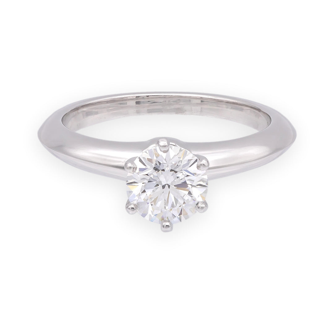 Tiffany & Co. Platinum .96 ct D VVS2 Round Diamond Solitaire Engagement Ring