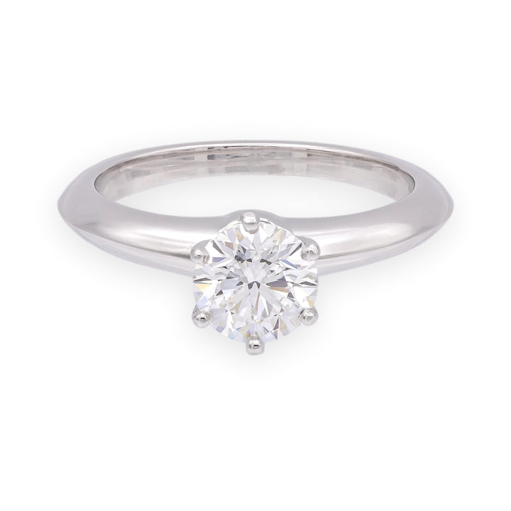 Tiffany & Co. Platinum .96 ct D VVS2 Round Diamond Solitaire Engagement Ring
