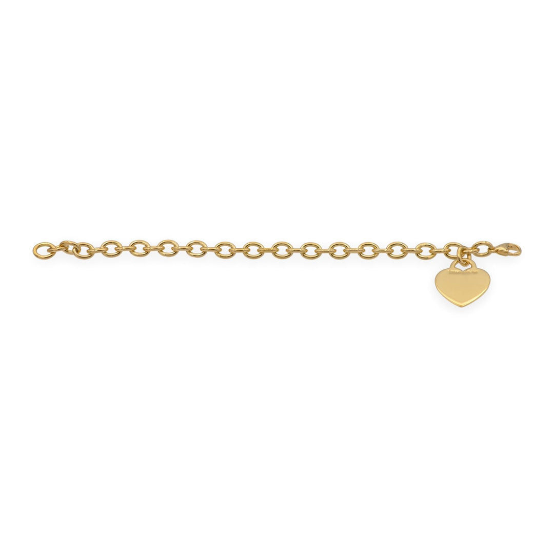 Tiffany & Co. 18K Yellow Gold Heart Tag Link Bracelet 7.25 Inches