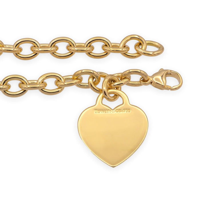Tiffany & Co. 18K Yellow Gold Heart Tag Link Bracelet 7.25 Inches