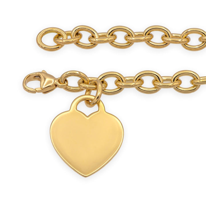 Tiffany & Co. 18K Yellow Gold Heart Tag Link Bracelet 7.25 Inches