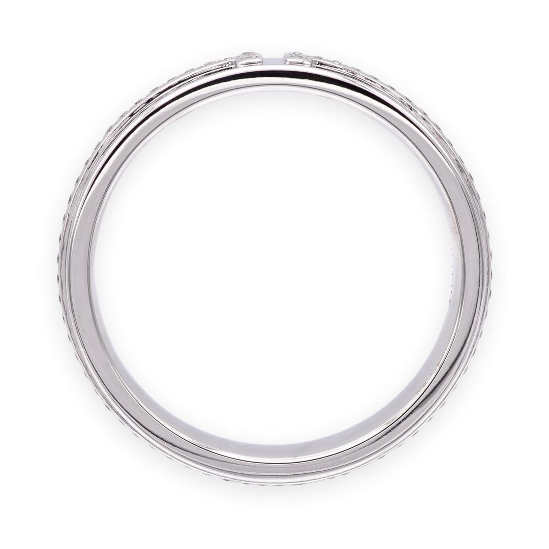 Tiffany & Co. T Wide 18K White Gold Diamond Band Ring, 5.5mm, Size 8