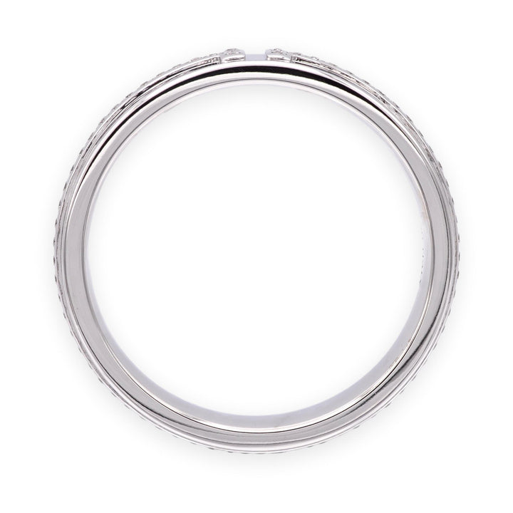Tiffany & Co. T Wide 18K White Gold Diamond Band Ring, 5.5mm, Size 8