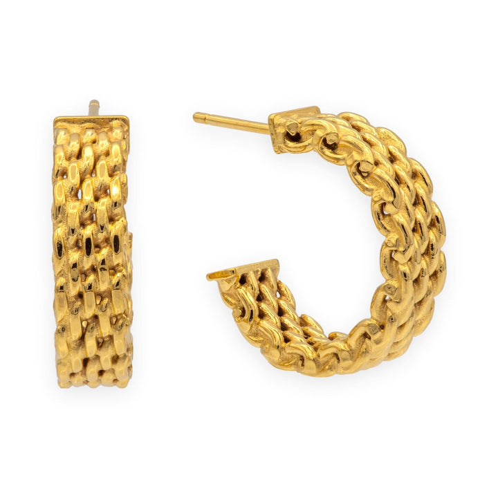 Tiffany & Co. Vintage Somerset Mesh Hoop Earrings 18K Yellow Gold .75 Inches