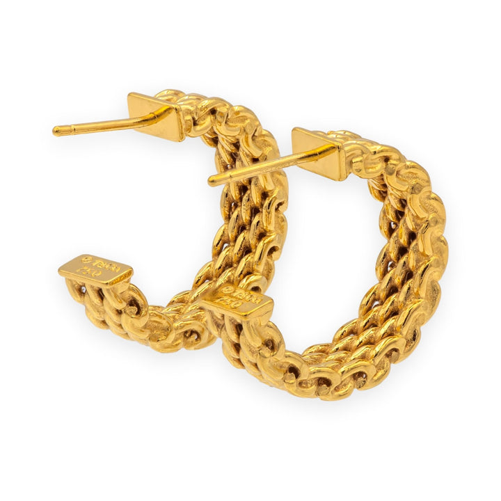 Tiffany & Co. Vintage Somerset Mesh Hoop Earrings 18K Yellow Gold .75 Inches