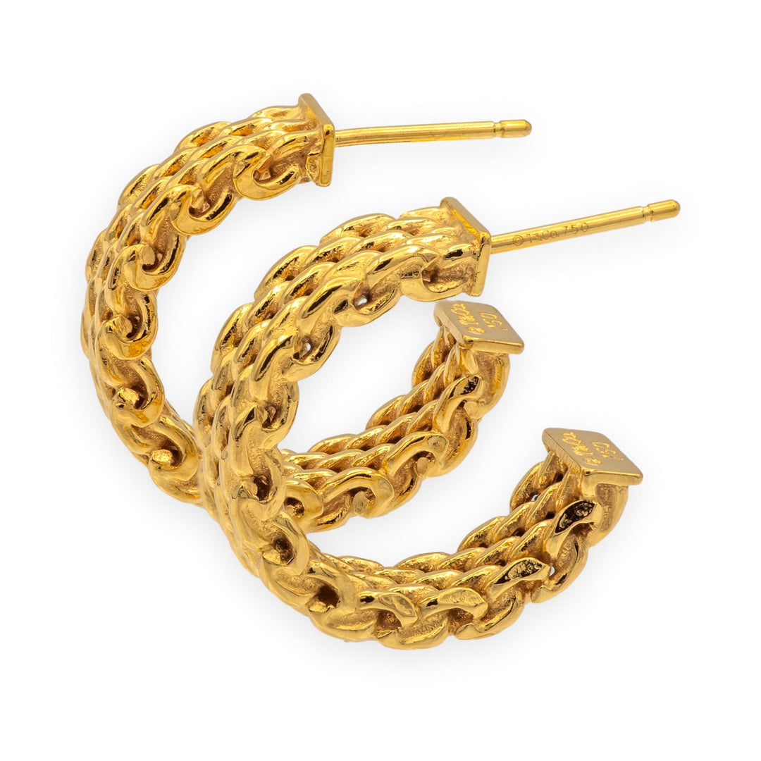 Tiffany & Co. Vintage Somerset Mesh Hoop Earrings 18K Yellow Gold .75 Inches