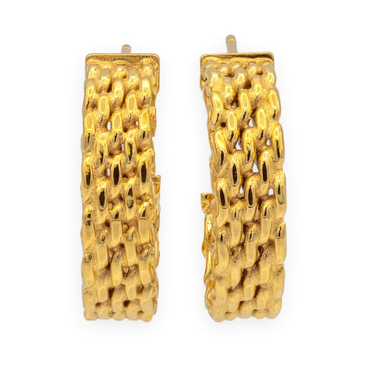 Tiffany & Co. Vintage Somerset Mesh Hoop Earrings 18K Yellow Gold .75 Inches