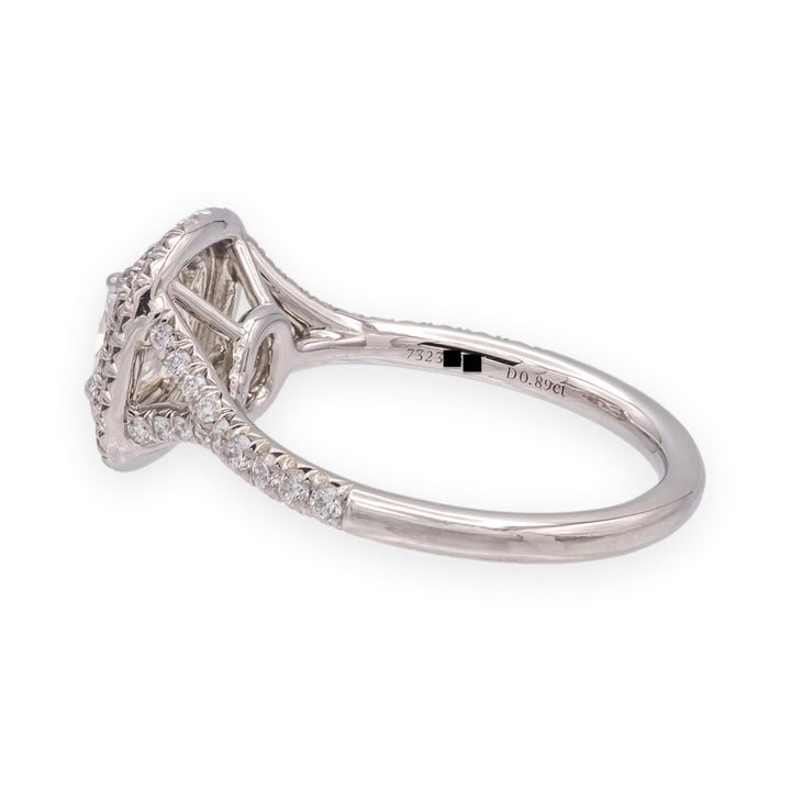 Tiffany & Co Platinum Soleste .89 ct center Double Halo Diamond Engagement Ring