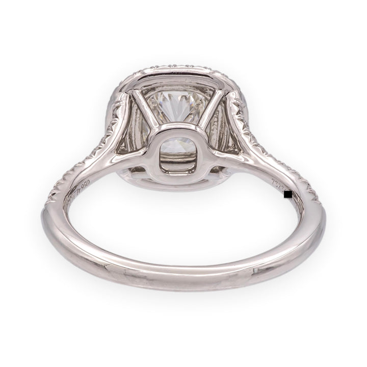 Tiffany & Co Platinum Soleste .89 ct center Double Halo Diamond Engagement Ring