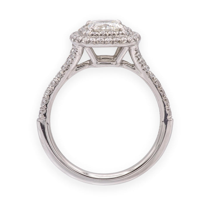 Tiffany & Co Platinum Soleste .89 ct center Double Halo Diamond Engagement Ring