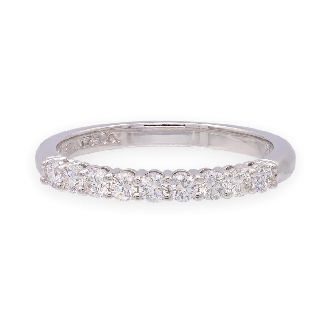 Tiffany & Co. Forever Platinum 9-Stone Half Circle Round Diamond Band Ring 2.2mm