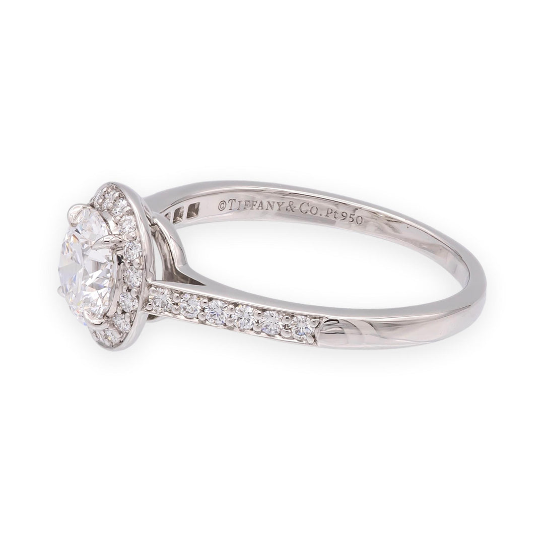 Tiffany & Co. Platinum .97 Cts Center Round Soleste Diamond Engagement Ring DVS1