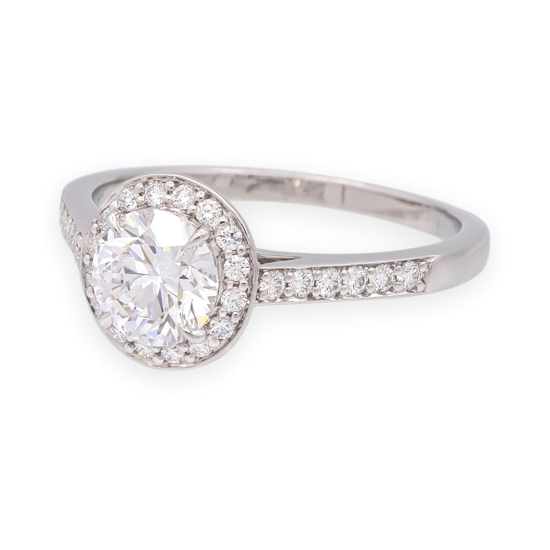 Tiffany & Co. Platinum .97 Cts Center Round Soleste Diamond Engagement Ring DVS1
