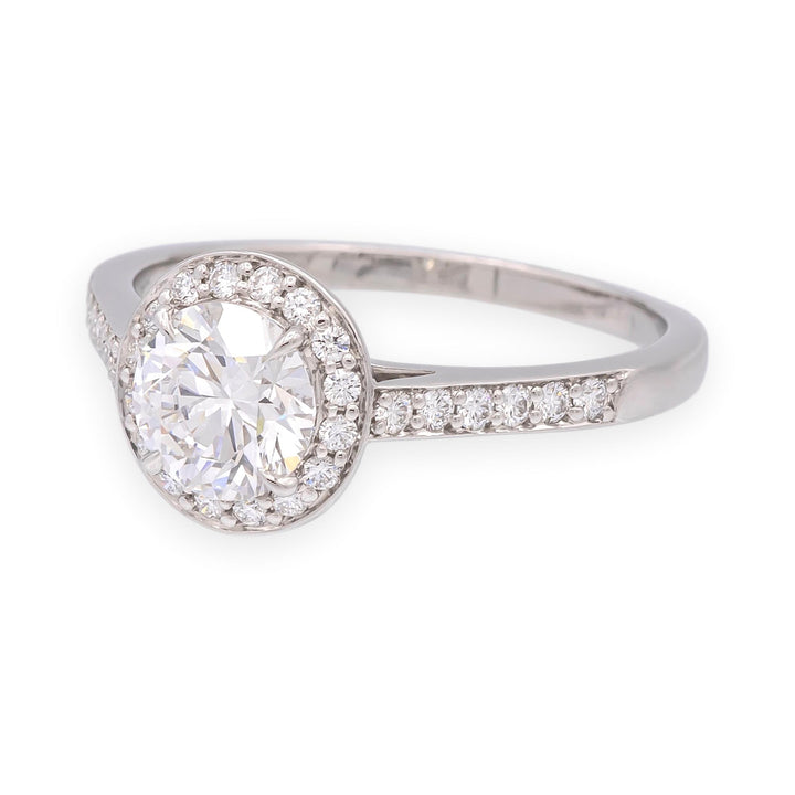 Tiffany & Co. Platinum .97 Cts Center Round Soleste Diamond Engagement Ring DVS1