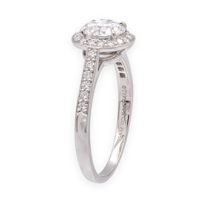 Tiffany & Co. Platinum .97 Cts Center Round Soleste Diamond Engagement Ring DVS1