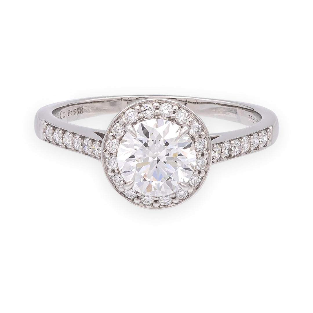 Tiffany & Co. Platinum .97 Cts Center Round Soleste Diamond Engagement Ring DVS1
