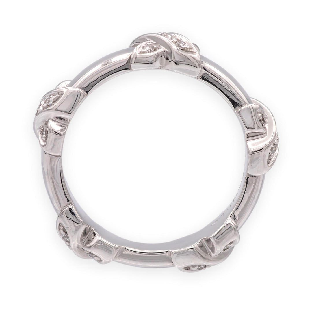 Tiffany & Co. 18k White Gold Diamond X Band Ring Size 5