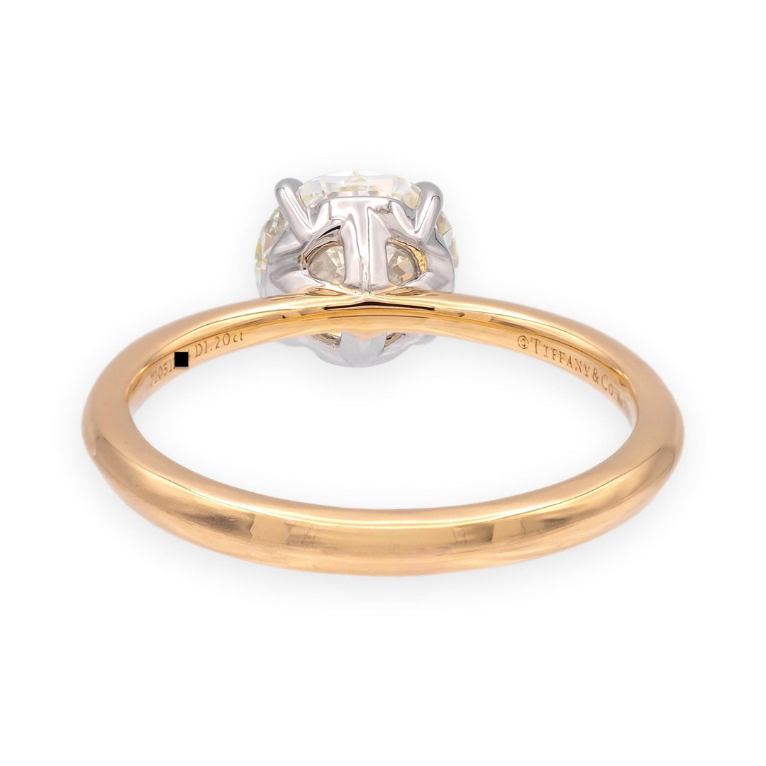 Tiffany & Co 18K Rose Gold Plat 1.20ct IVS2 Round Diamond True Solitaire Ring