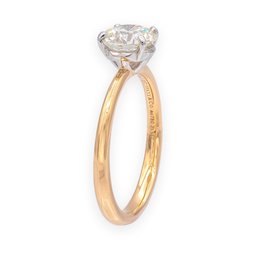 Tiffany & Co 18K Rose Gold Plat 1.20ct IVS2 Round Diamond True Solitaire Ring