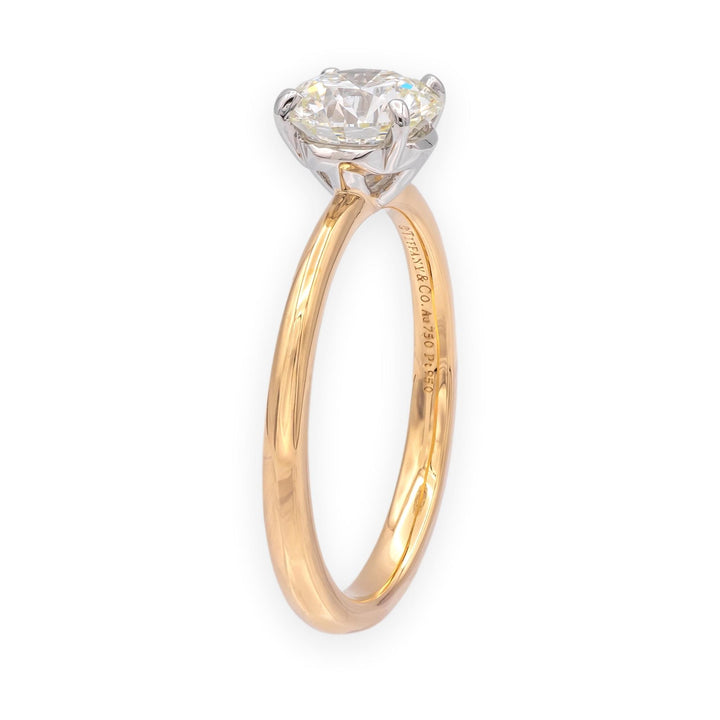 Tiffany & Co 18K Rose Gold Plat 1.20ct IVS2 Round Diamond True Solitaire Ring