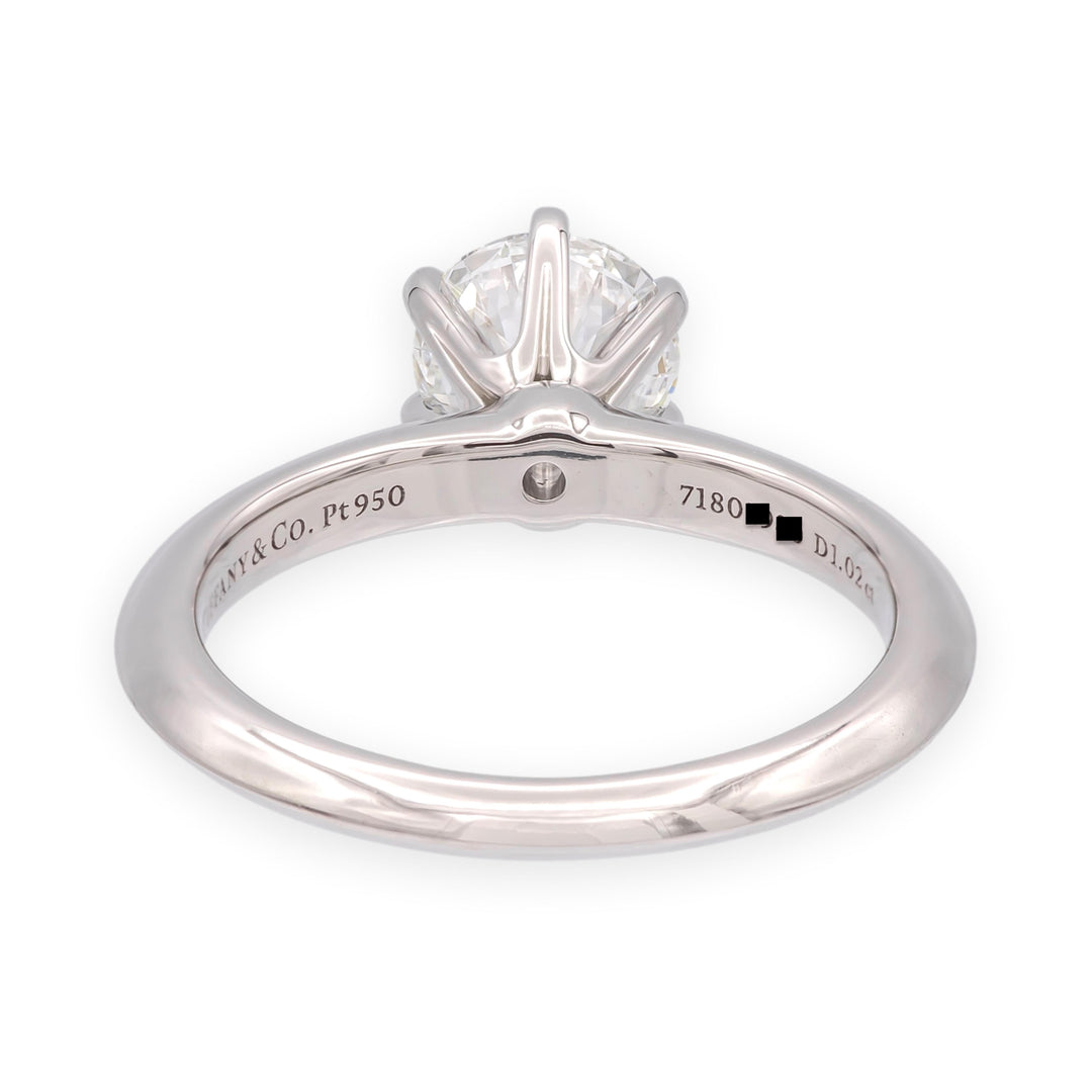 Tiffany & Co. Platinum 1.02 ct G VS1 Round Diamond Solitaire Engagement Ring