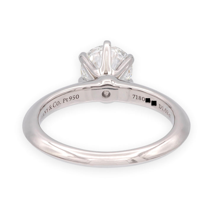 Tiffany & Co. Platinum 1.02 ct G VS1 Round Diamond Solitaire Engagement Ring
