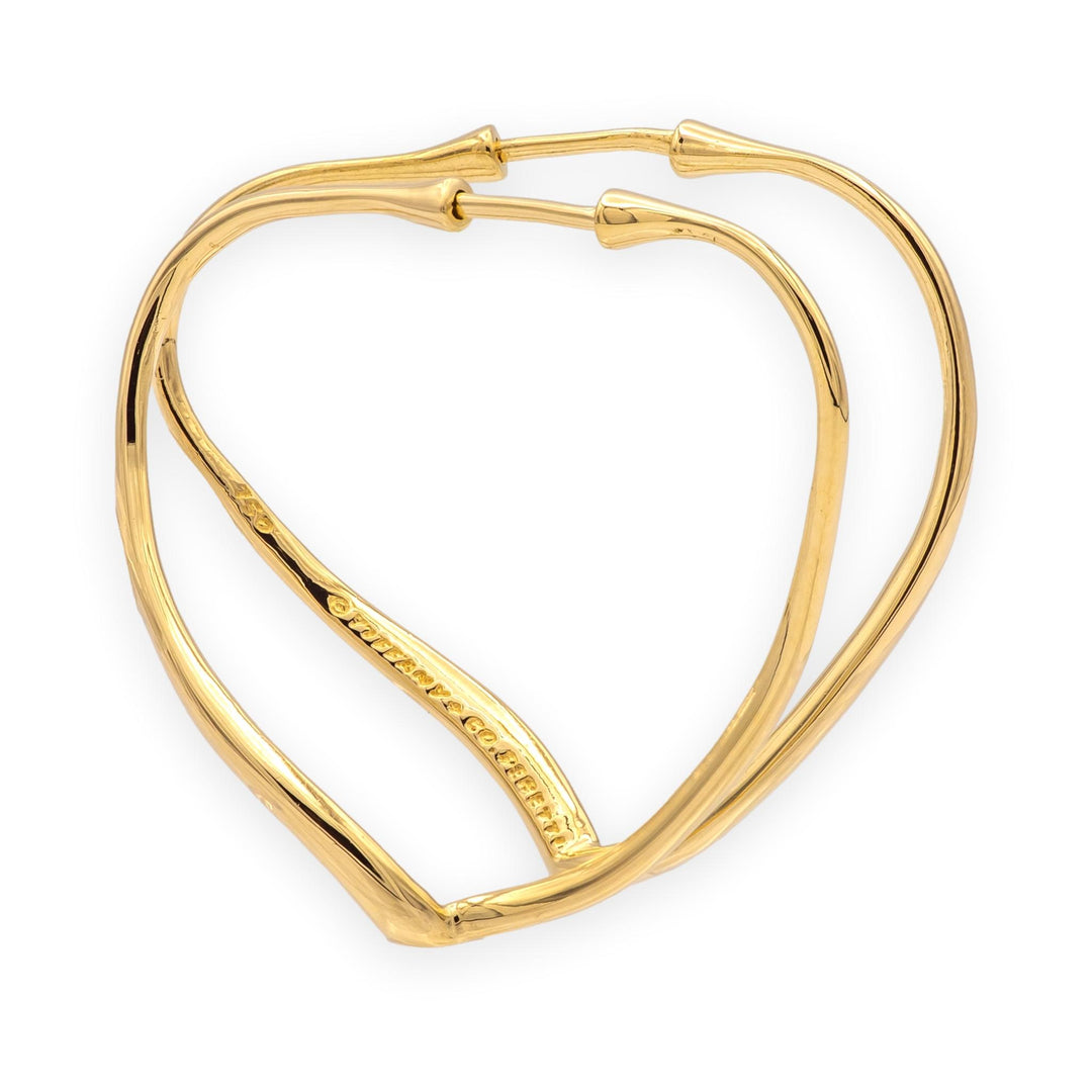 Vintage Tiffany & Co. Elsa Peretti Open Heart Wire Hoop Earrings, 18K Gold, MED