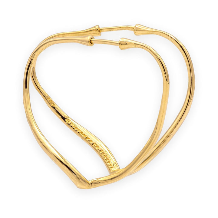 Vintage Tiffany & Co. Elsa Peretti Open Heart Wire Hoop Earrings, 18K Gold, MED