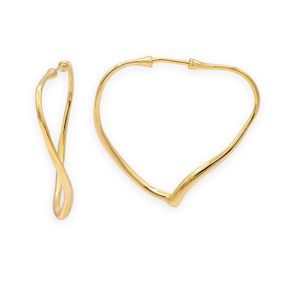 Vintage Tiffany & Co. Elsa Peretti Open Heart Wire Hoop Earrings, 18K Gold, MED