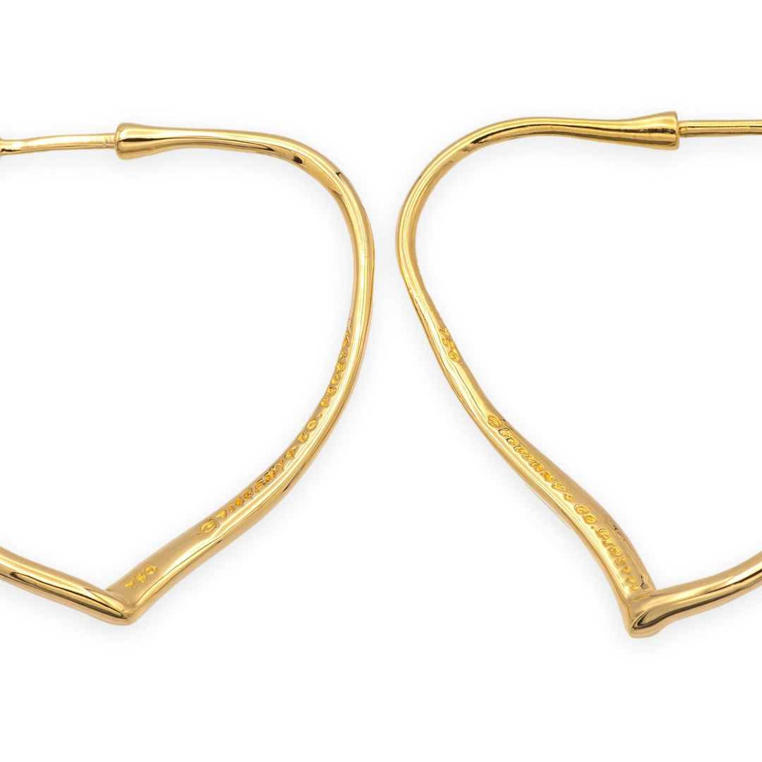 Vintage Tiffany & Co. Elsa Peretti Open Heart Wire Hoop Earrings, 18K Gold, MED