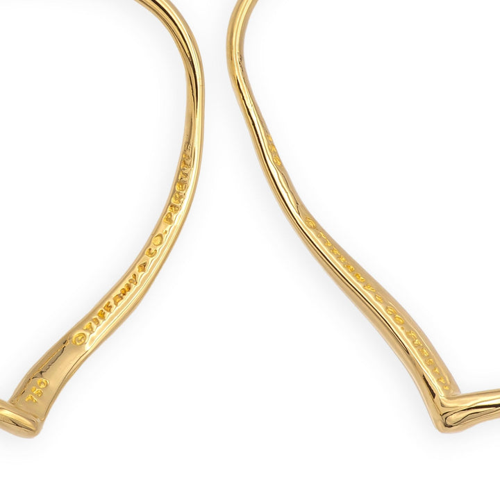 Vintage Tiffany & Co. Elsa Peretti Open Heart Wire Hoop Earrings, 18K Gold, MED