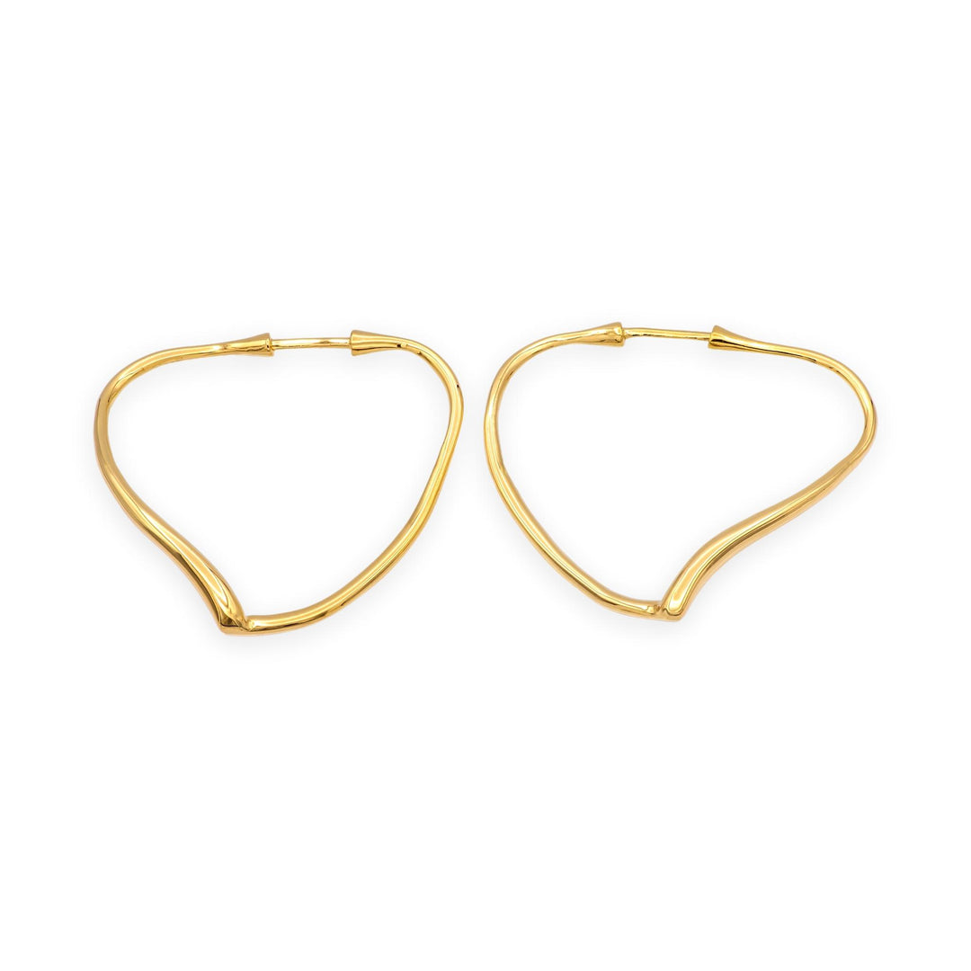 Vintage Tiffany & Co. Elsa Peretti Open Heart Wire Hoop Earrings, 18K Gold, MED
