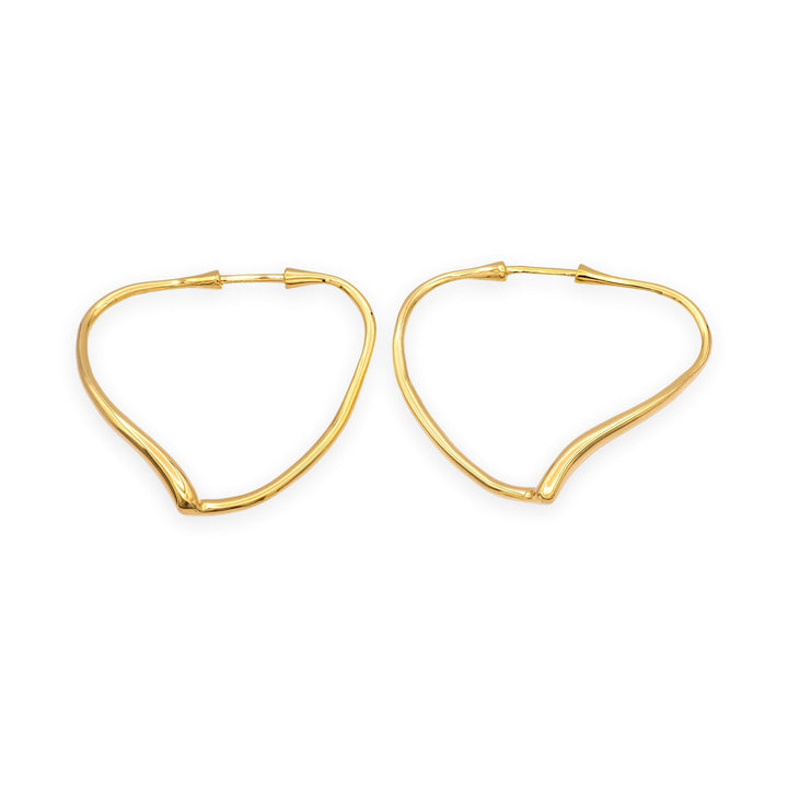 Vintage Tiffany & Co. Elsa Peretti Open Heart Wire Hoop Earrings, 18K Gold, MED