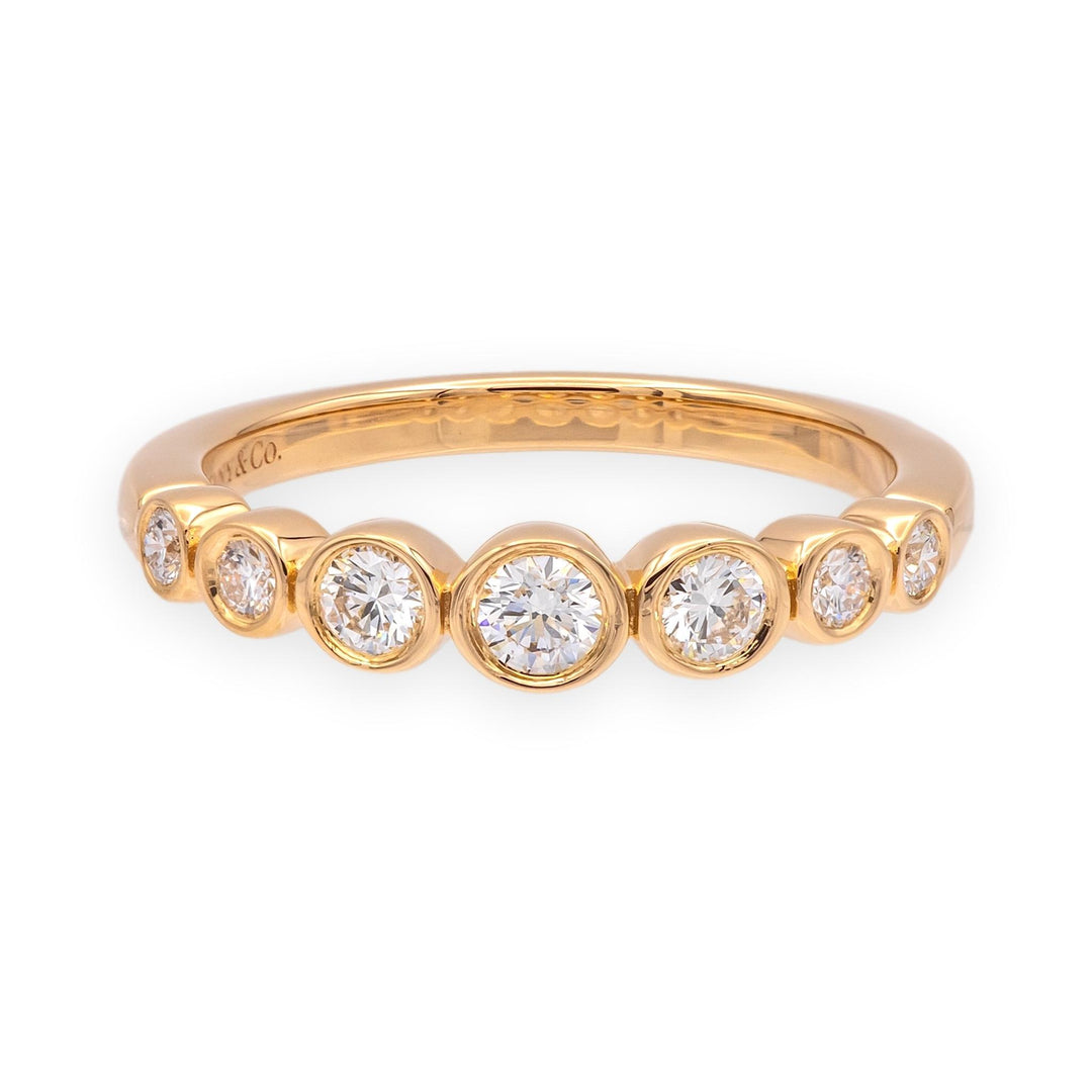 Tiffany & Co. 18K Rose Gold Half Circle graduated Bezel Jazz Diamond Band Ring