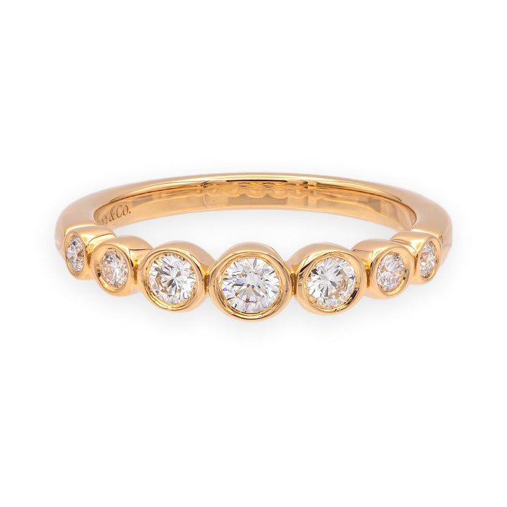 Tiffany & Co. 18K Rose Gold Half Circle graduated Bezel Jazz Diamond Band Ring